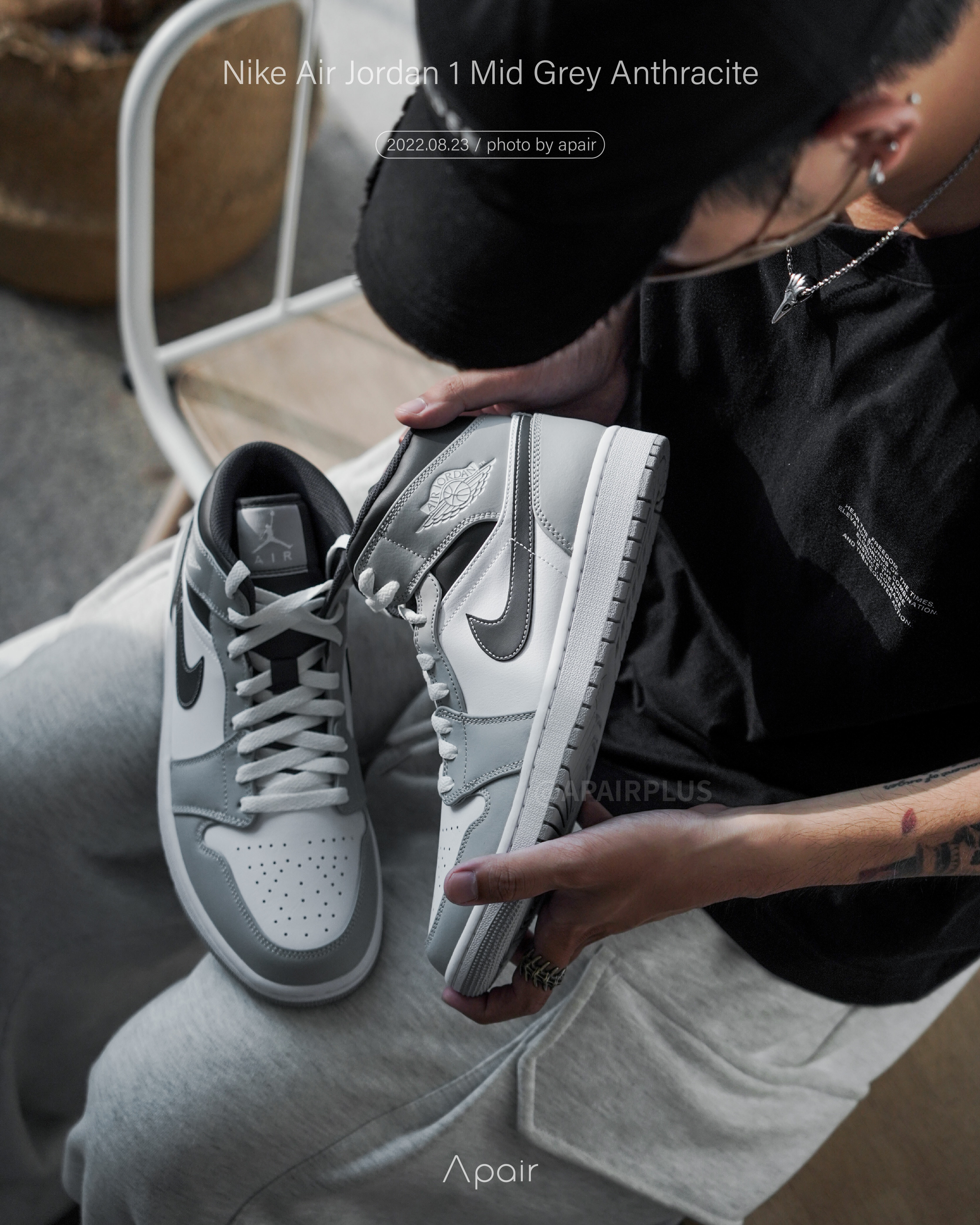 【APAIR】預購 Nike Air Jordan 1 Mid Grey Anthracite 小迪奧 灰白 小Dior 煙灰 554724-078