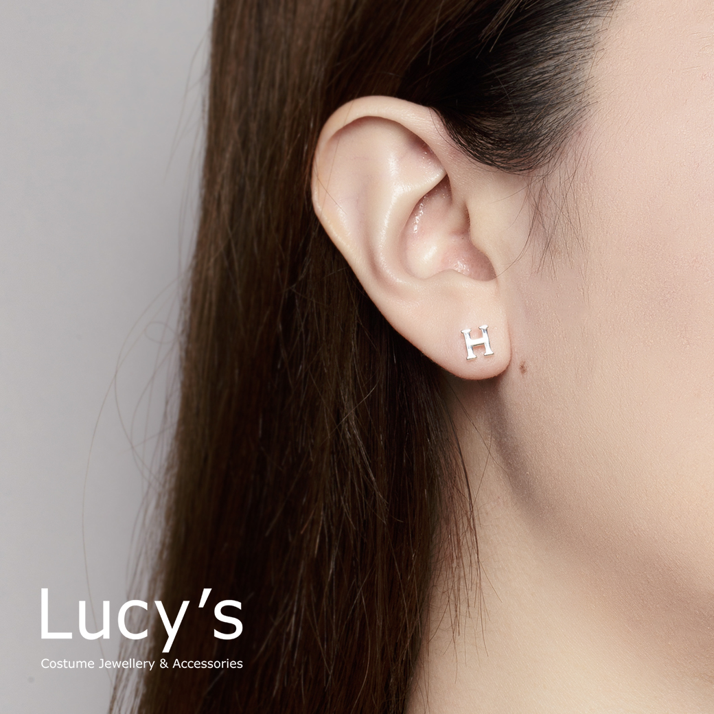 純銀字母系列 | 925純銀 H 單支耳環  (95863)