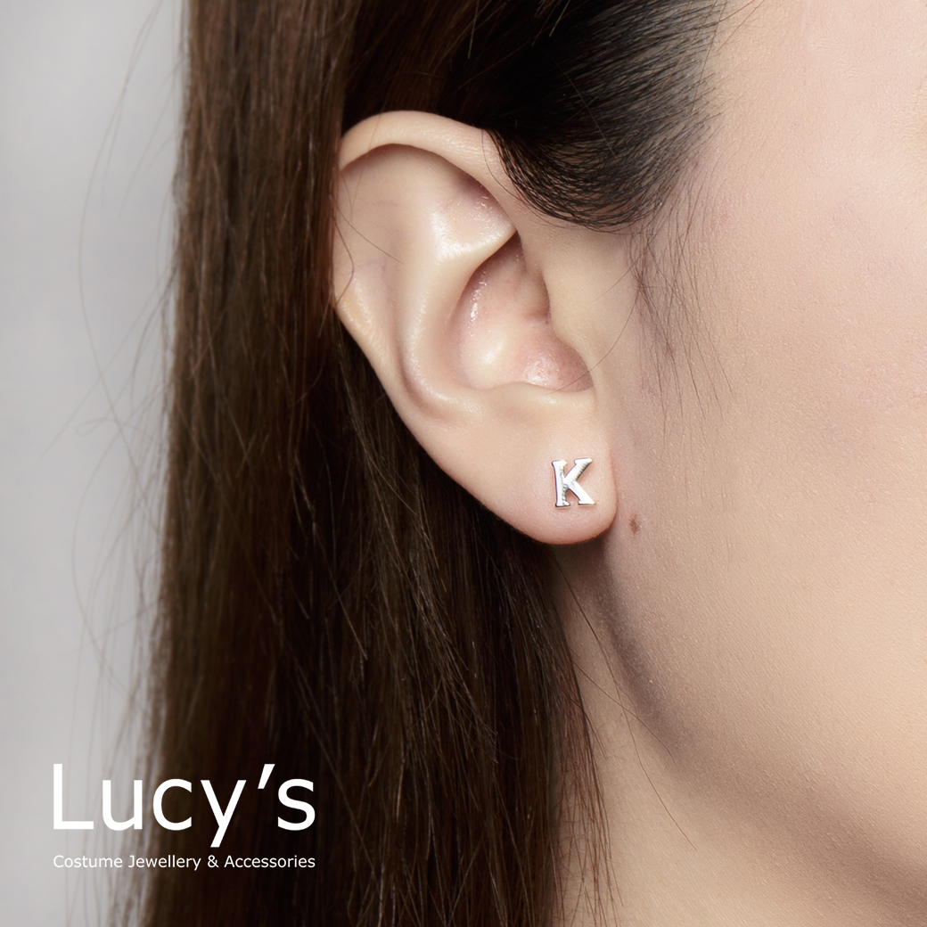 純銀字母系列 | 925純銀 K 單支耳環  (95866)