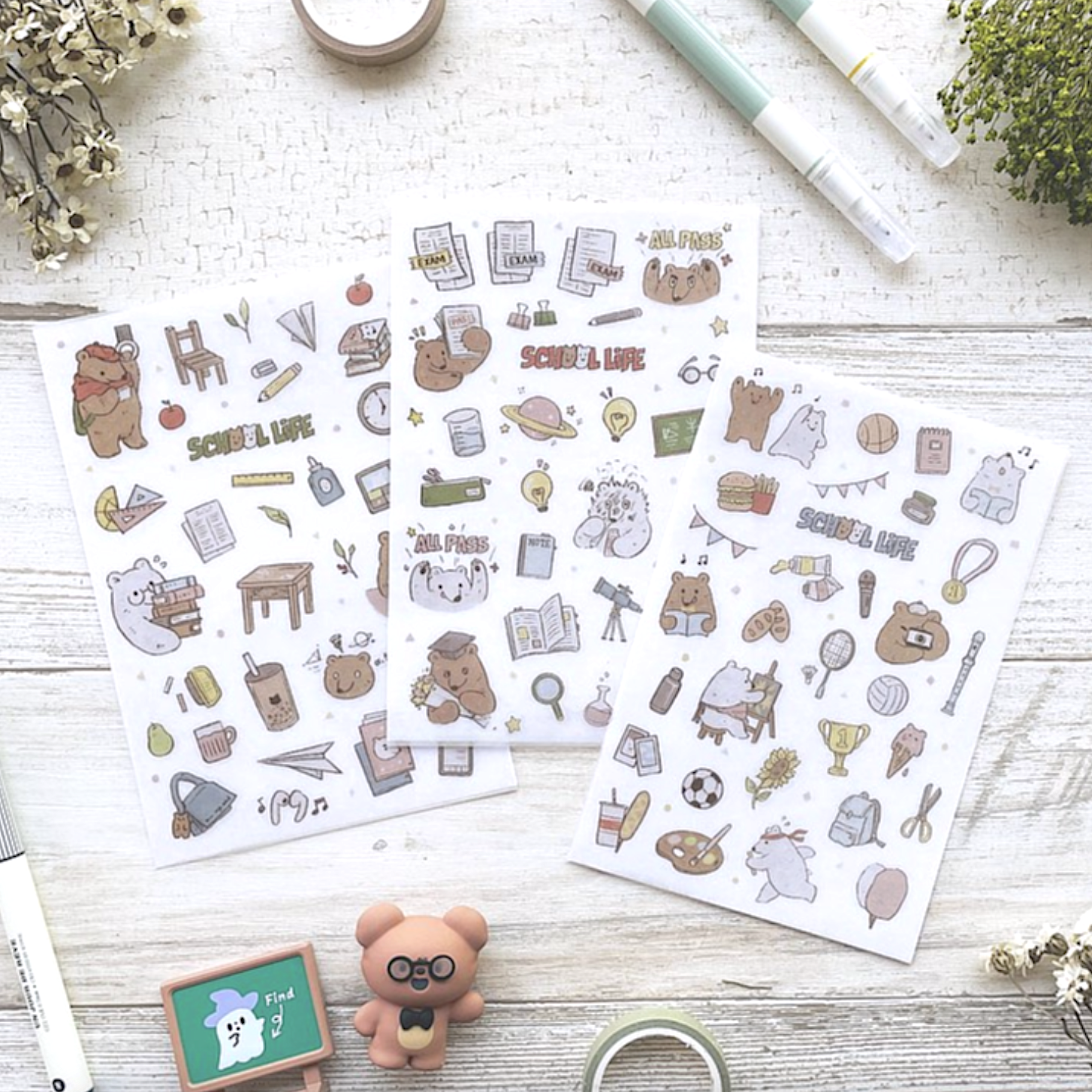 Dimanche Sticker－Bear School (Taiwanese Stationery Brand)