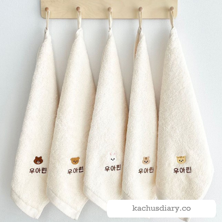 little bear 寶寶刺繡純棉毛巾
