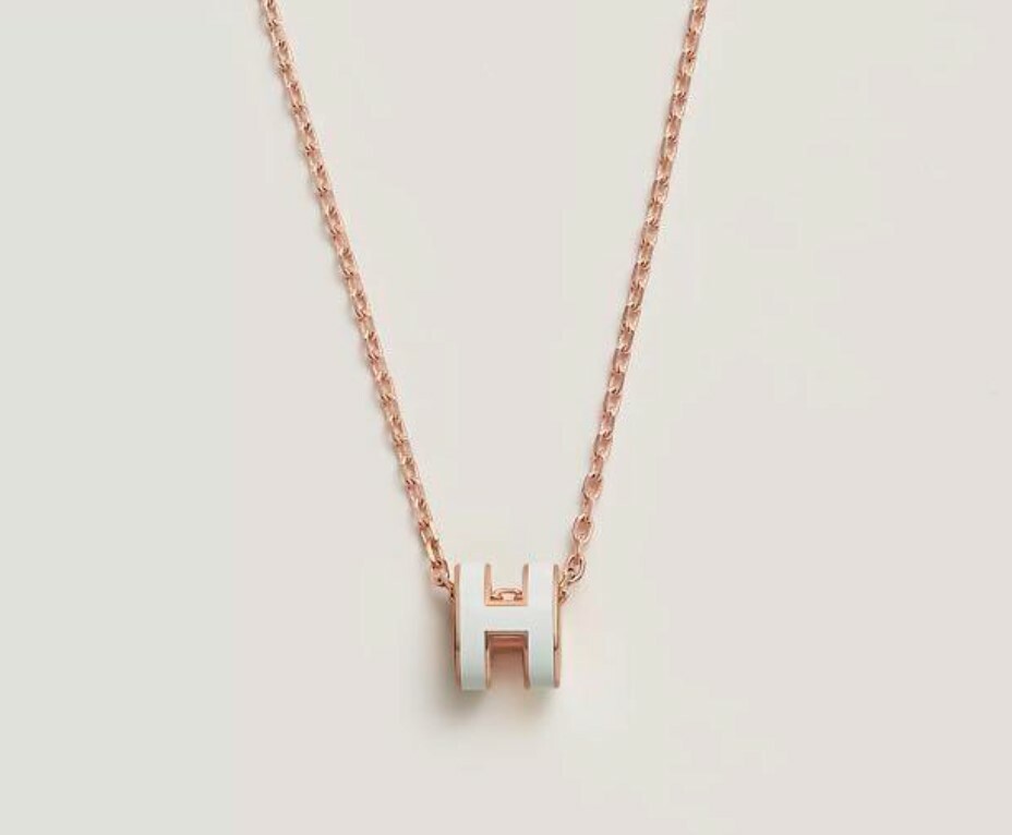 全新 HERMES 項鏈 MINI POP H (白色x玫瑰金鏈) Hermes MINI POP H Necklace #BRAND NEW #香榭站正品