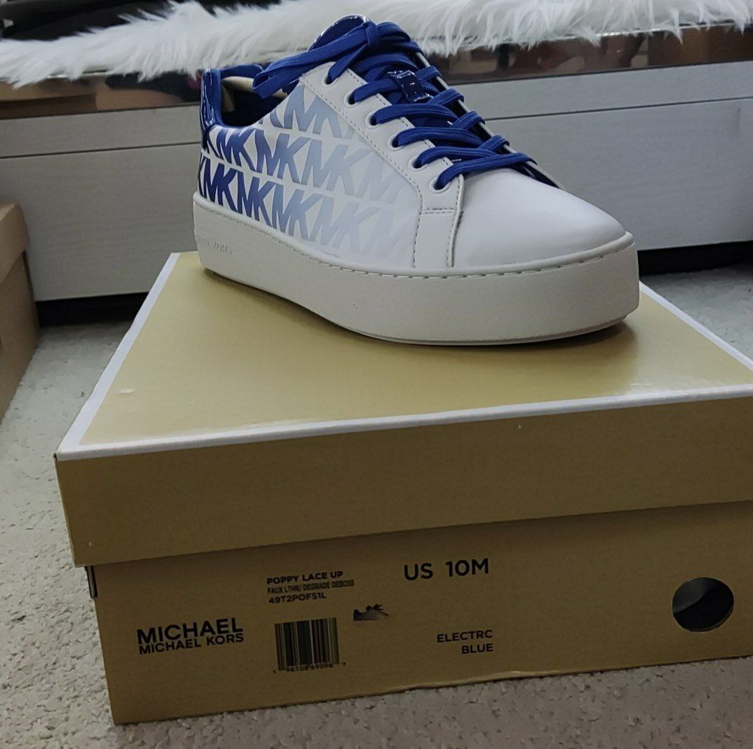 [S] MICHAEL KORS POPPY LACE UP SNEAKER,ELECTRIC BLUE, 49T2POFS1L-ELECTRC BLUE (SMK136)