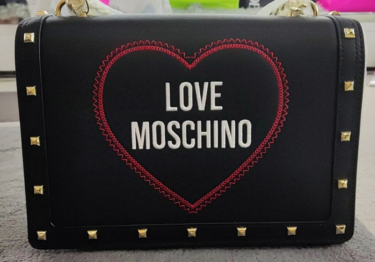 [S] LOVE MOSCHINO BORSA A SPALLA LOGO HEART,NERO, 8054400323254 (SLM76)