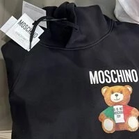 [S] MOSCHINO COUTURE HOODIE IN COTTON WITH TEDDY LOGO,BLACK, EA1711-0527-1555 (SM237)