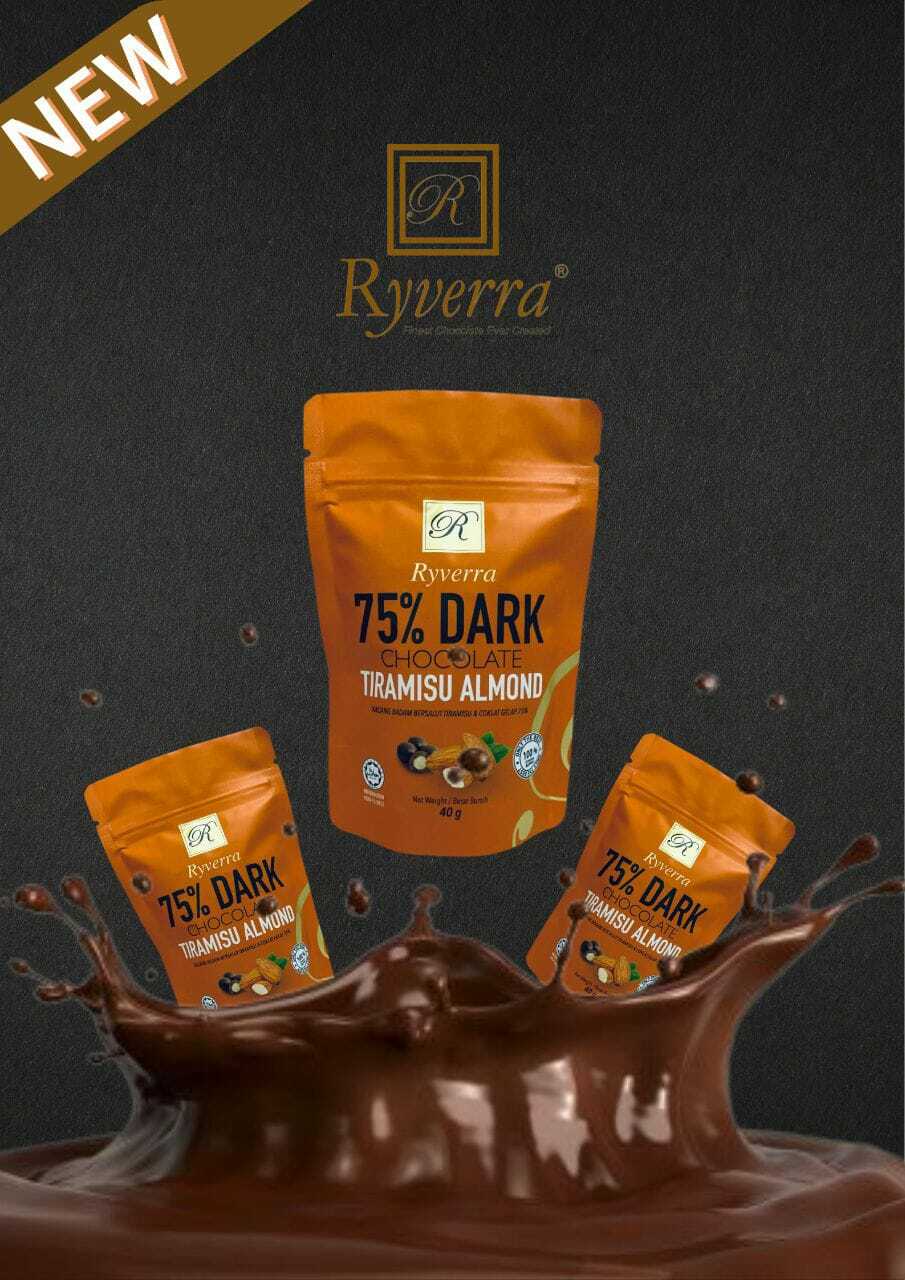 Ryverra 75% Dark Chocolate Tiramisu Almond 40g