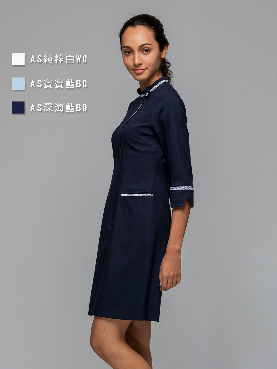 【 AS150-B9 】女護理洋裝-AS柔彈布-深海藍