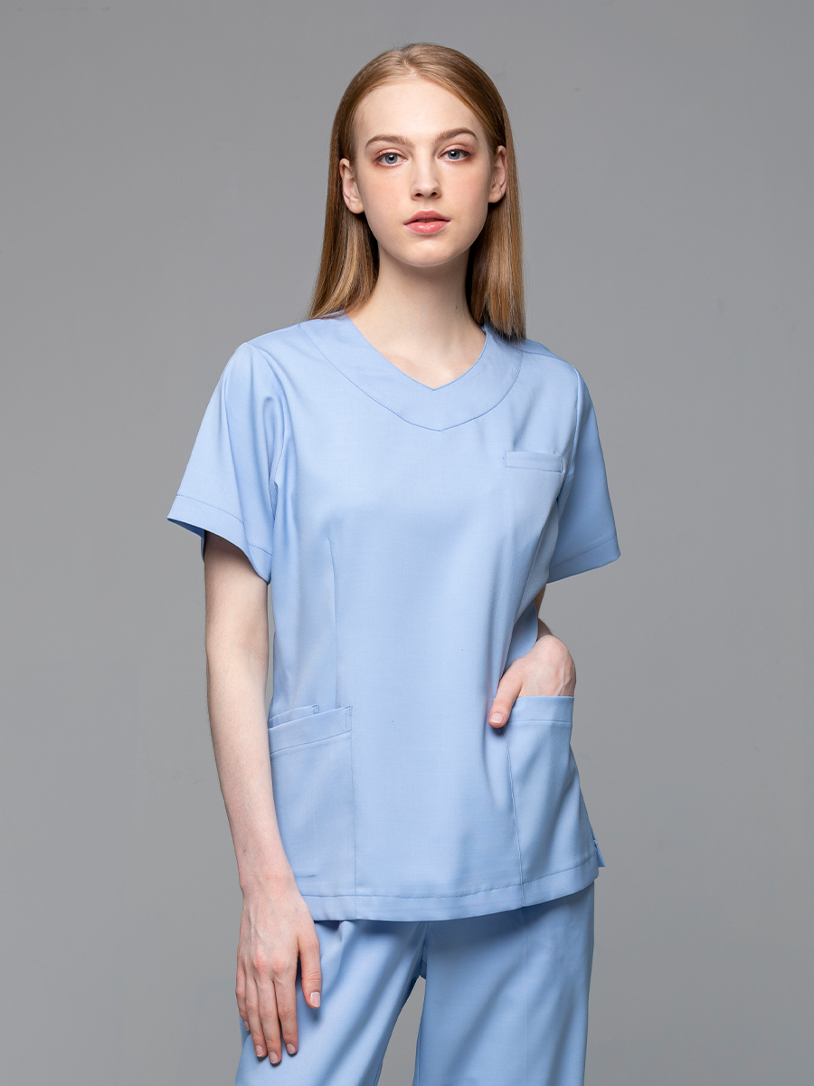 【 AS718-B0 】女刷手上衣-ASV薄彈布-寶寶藍