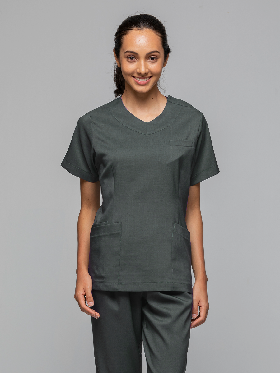 【 AS718-W7 】女刷手上衣-ASV薄彈布-暗岩灰