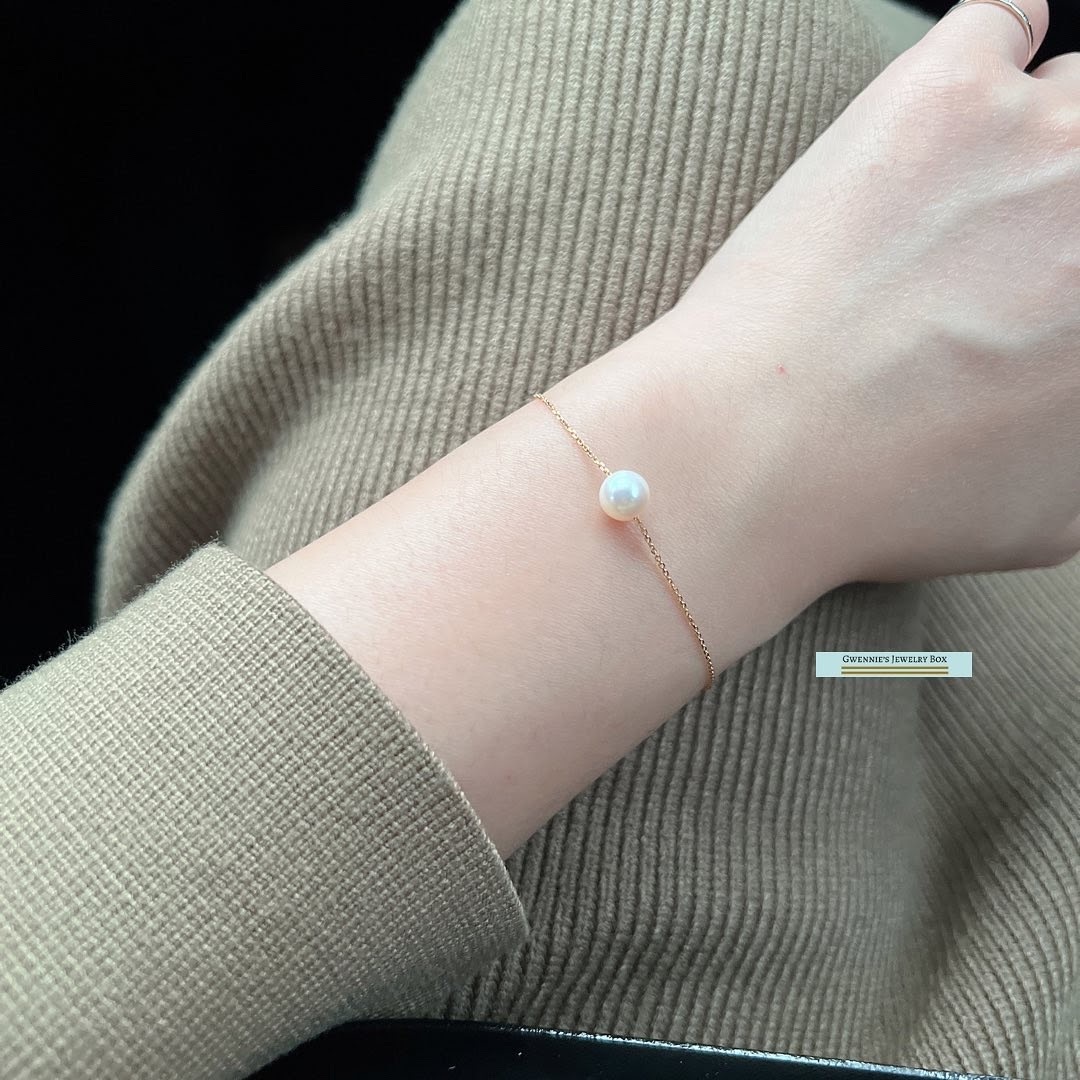 單顆珍珠手鍊－14k金款