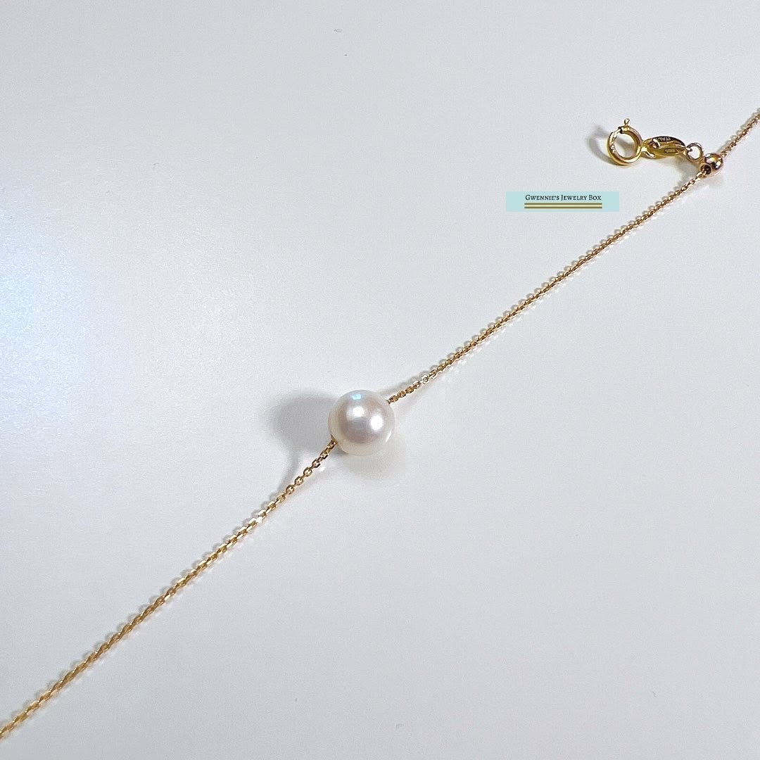 單顆珍珠手鍊－14k金款
