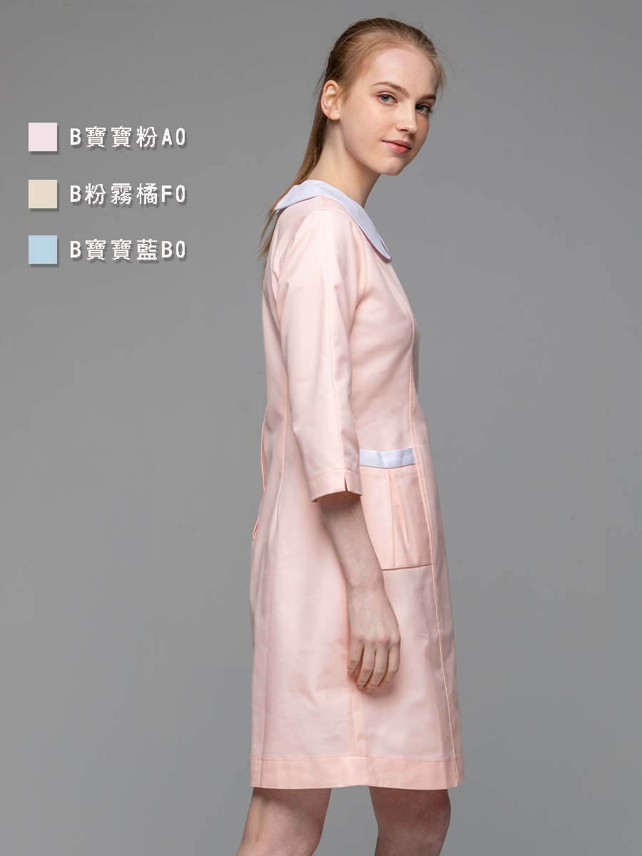 【 B101-F0 出清款】女護理洋裝-B立挺布-粉霧橘