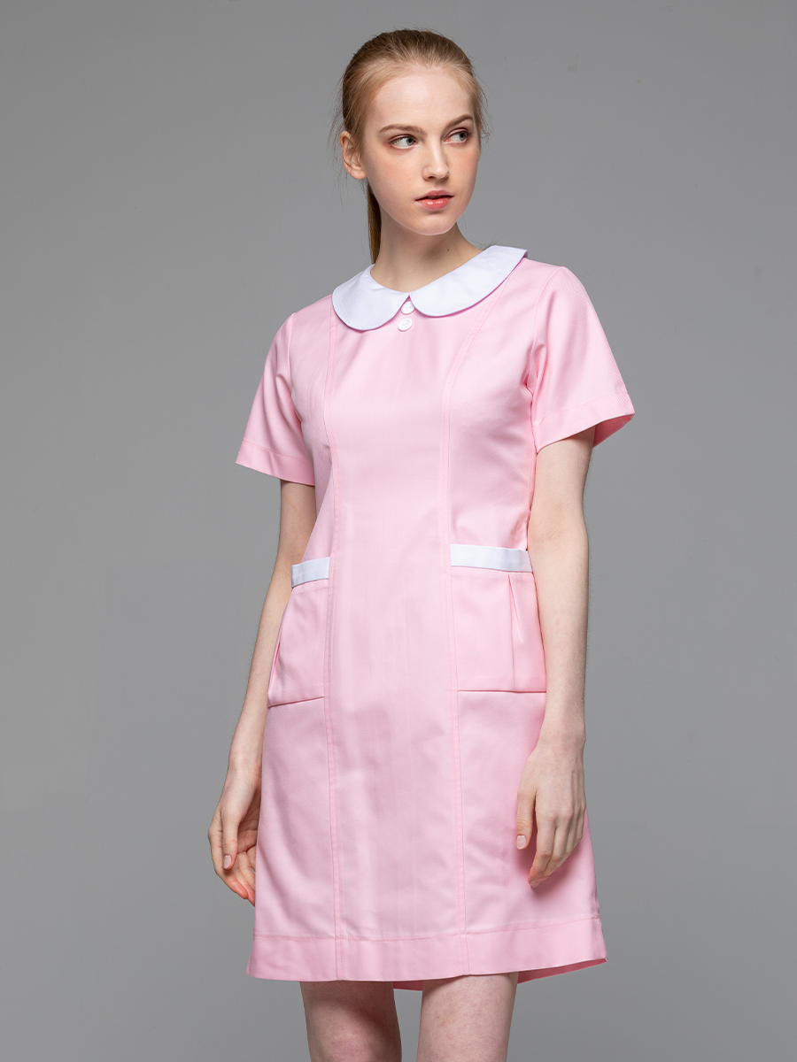 【 B101-A0 】女護理洋裝-B立挺布-寶寶粉