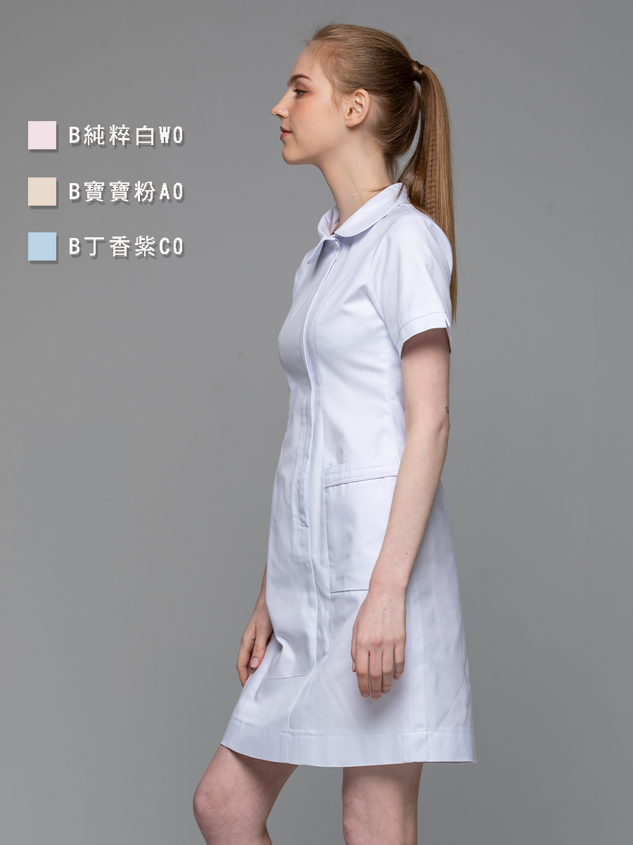 【 B108-W0 出清款 】女護理洋裝-B立挺布-純粹白