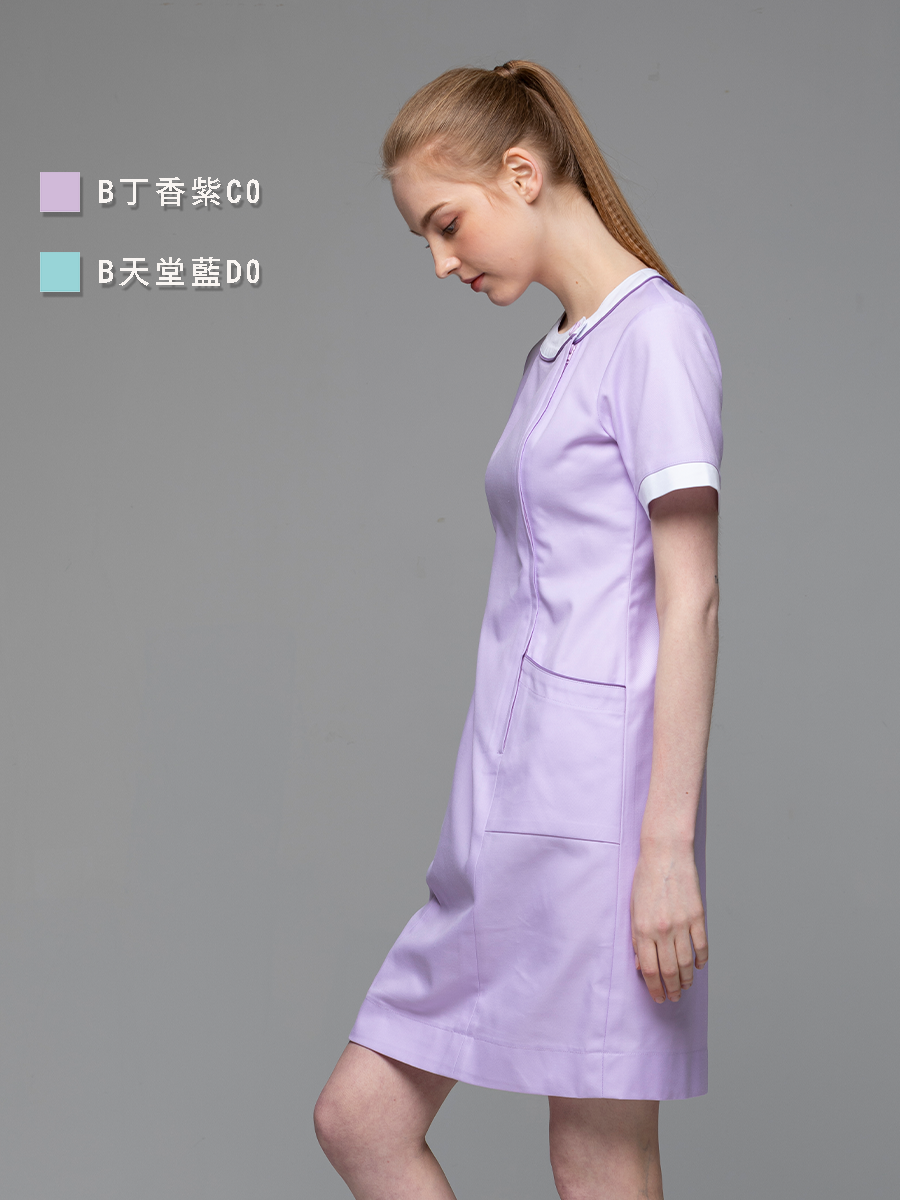 【 B110-C0 】女護理洋裝-B立挺布-丁香紫