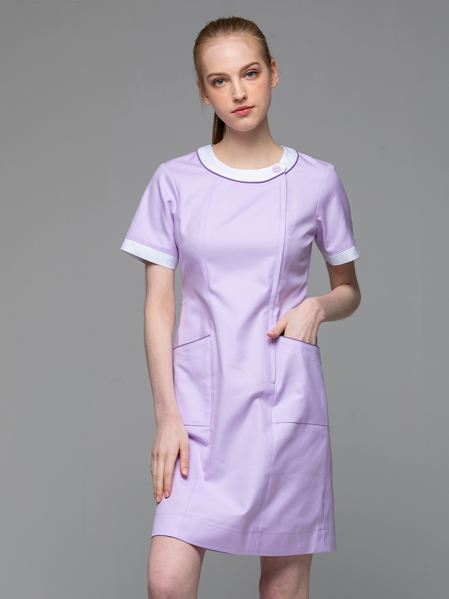 【 B110-C0 】女護理洋裝-B立挺布-丁香紫