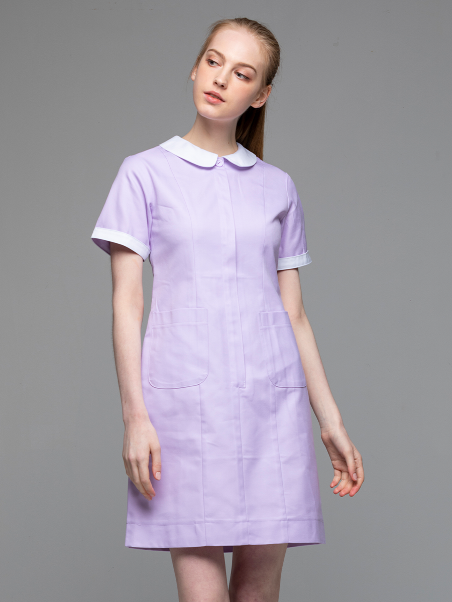 【 B122-C0 】女護理洋裝-B立挺布-丁香紫