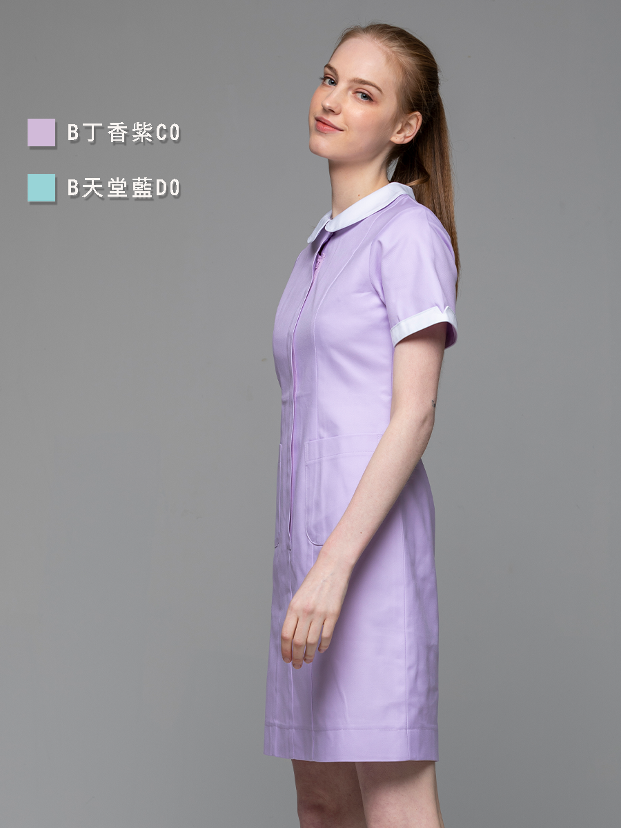 【 B122-C0 】女護理洋裝-B立挺布-丁香紫