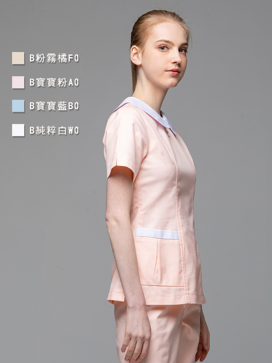 【 B201-F0 】女護理褲裝-B立挺布-粉霧橘