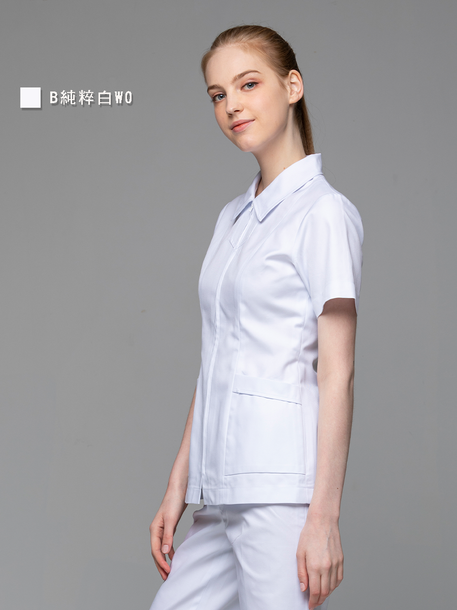 【 B202-W0 】女護理上衣-B立挺布-純粹白