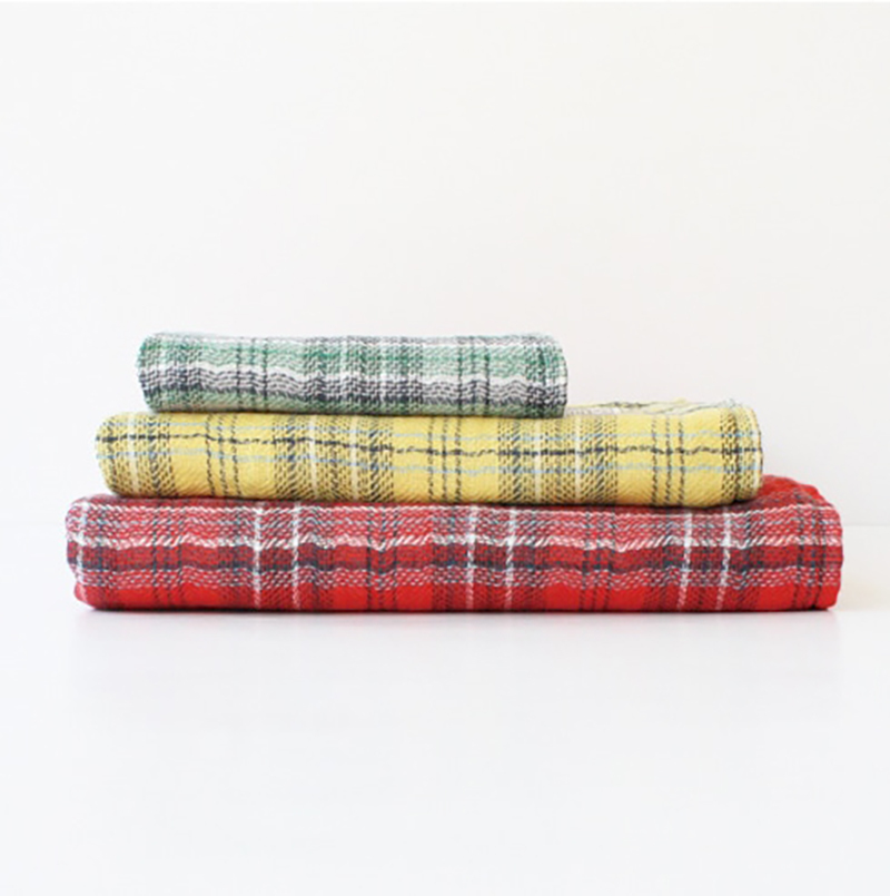 KONTEX 棉紗呢格 今治方巾 黃色