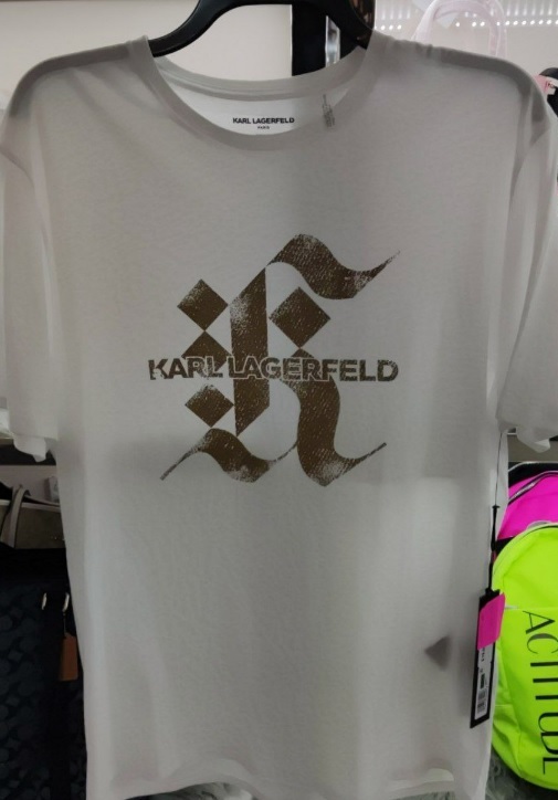 [S] KARL LAGERFELD GOTHIC LOGO FOIL SHORT SLEEVE T-SHIRT,WHITE, LM0G2023-WHT, FINAL SALE (SKL274)