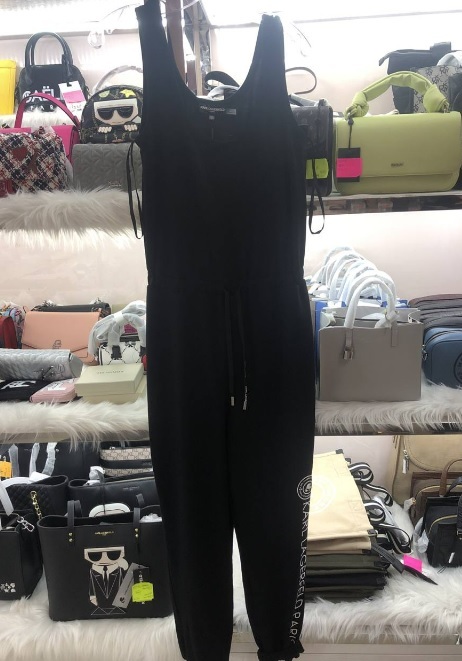 [S] KARL LAGERFELD SCOOP NECK ROMPER, BLACK, SKL275 (SKL275)