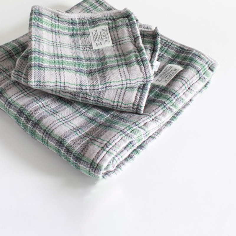 KONTEX 棉紗呢格 今治浴巾 灰色