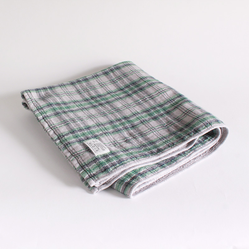 KONTEX 棉紗呢格 今治浴巾 灰色