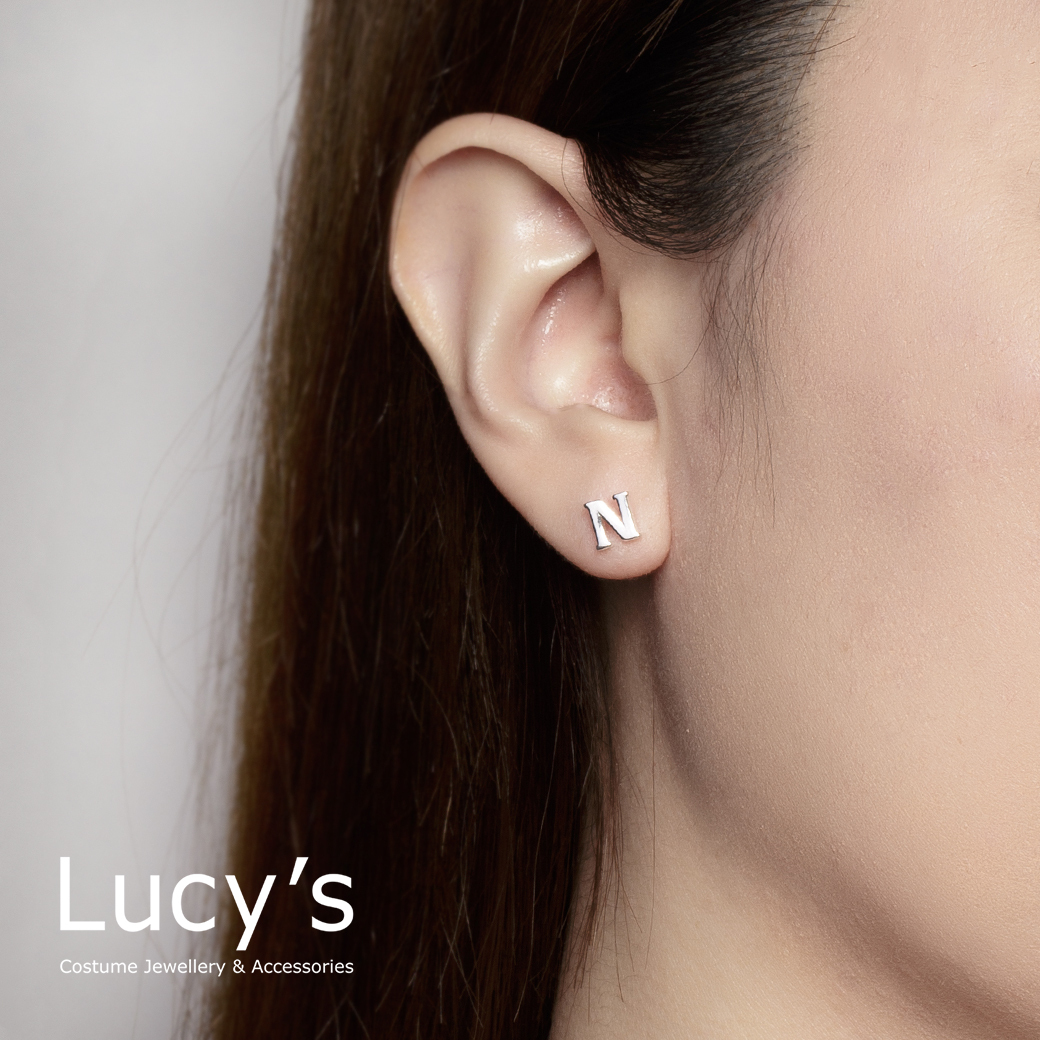 純銀字母系列 | 925純銀 N 單支耳環  (95869)