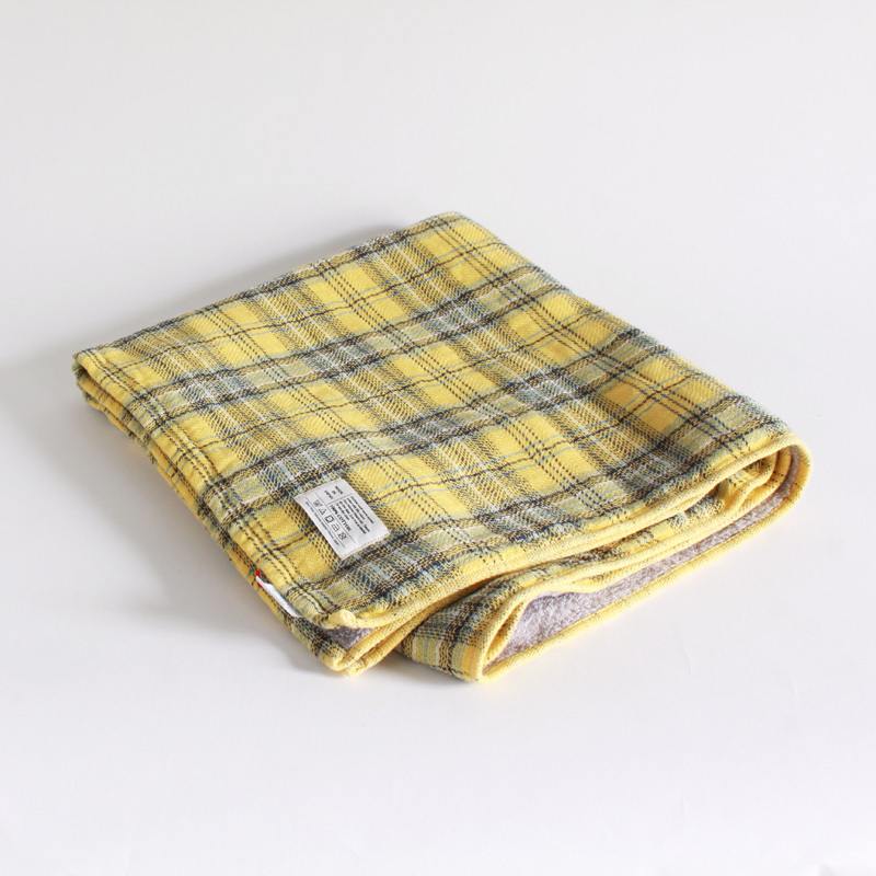 KONTEX 棉紗呢格 今治浴巾 黃色