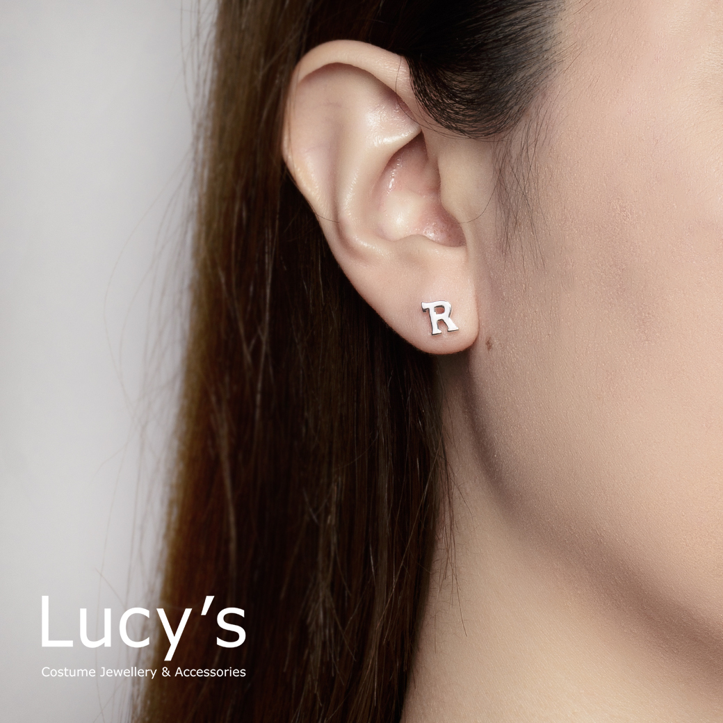 純銀字母系列 | 925純銀 R 單支耳環 (95873)