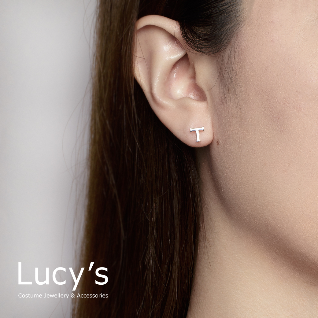純銀字母系列 | 925純銀 T 單支耳環 (95875)