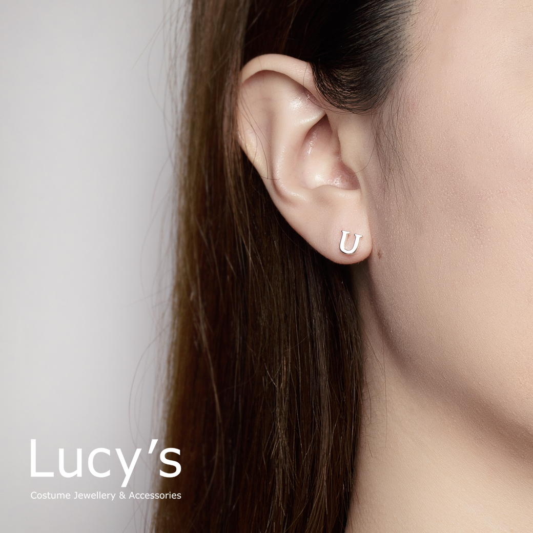 純銀字母系列 | 925純銀 U 單支耳環 (95876)