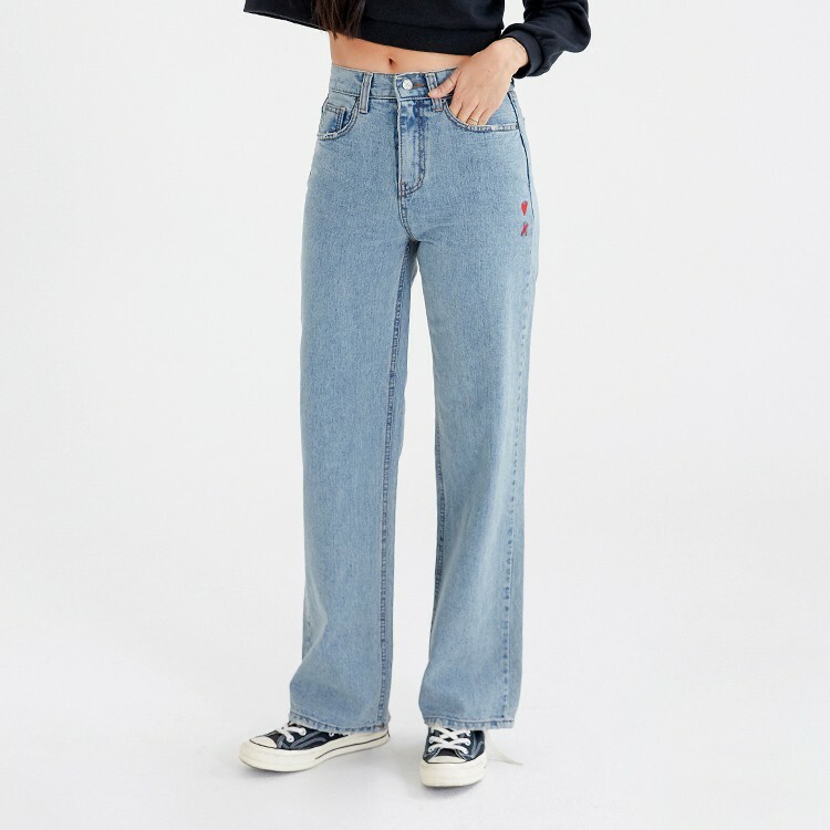 韓國Pandora.fit Heart Wide愛心闊腳牛仔褲