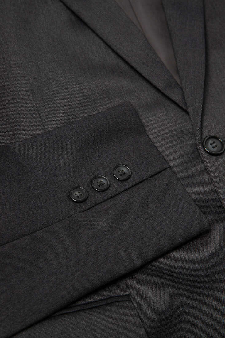 鐵灰色西裝外套-排扣設計
