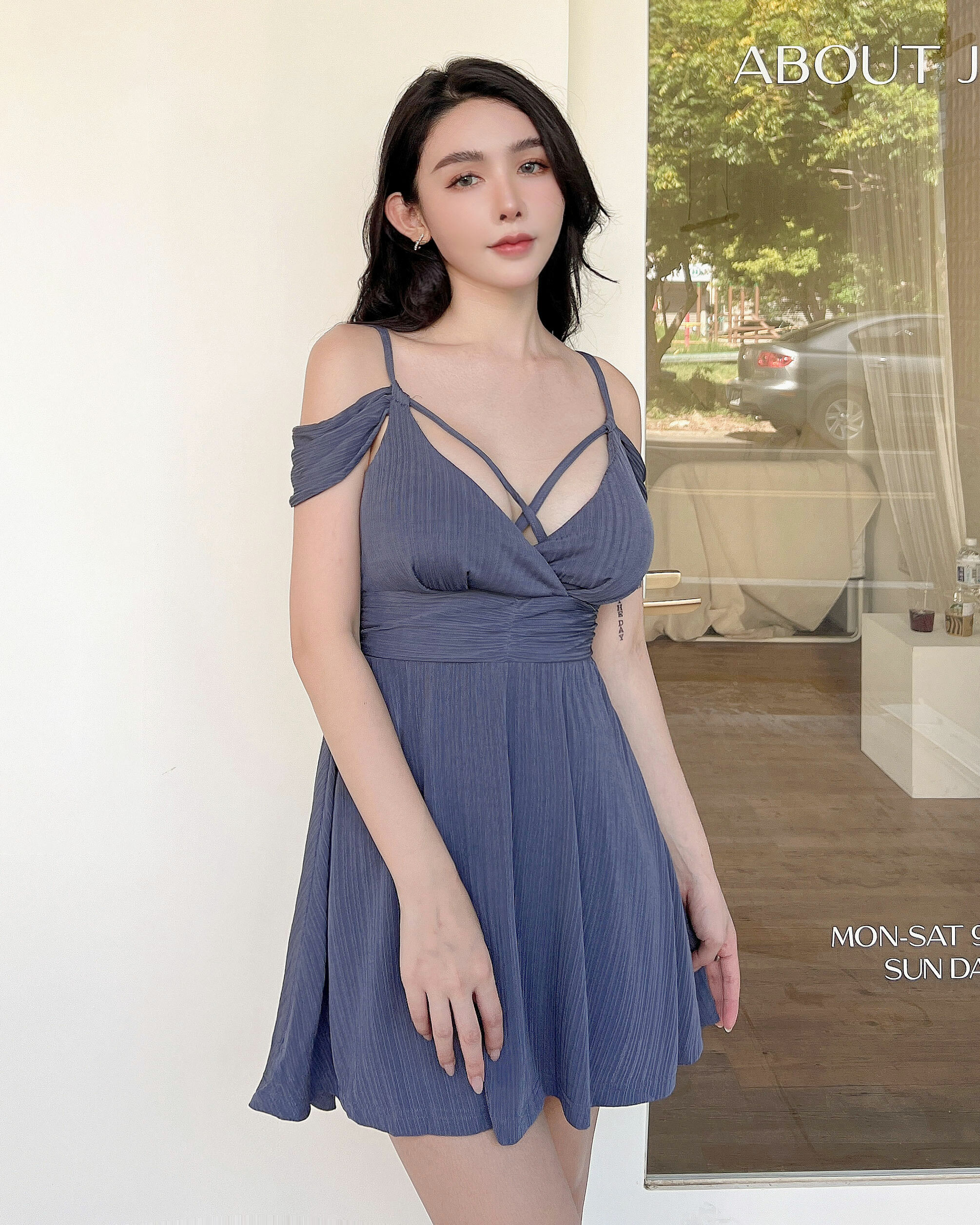 ⭒訂製-希臘交叉線條垂墜傘洋