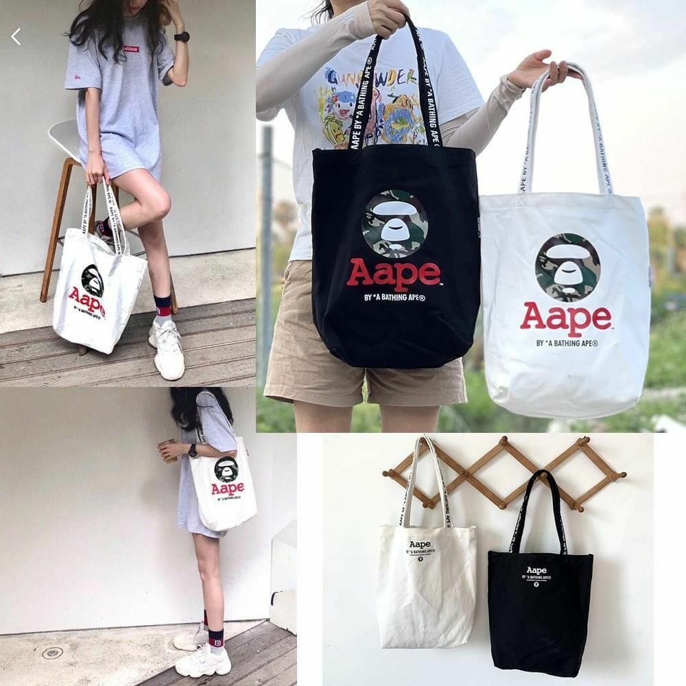 日本🇯🇵雜志附錄• AAPE潮牌猿人頭簡約休閒可上膊可手拎帆布Tote袋 -2202956