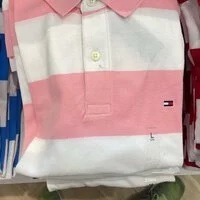 [S] TOMMY HILFIGER MEN'S BOLD STRIPE SHORT SLEEVE KARATTI,PINK, 78J5019-690 (STH27)