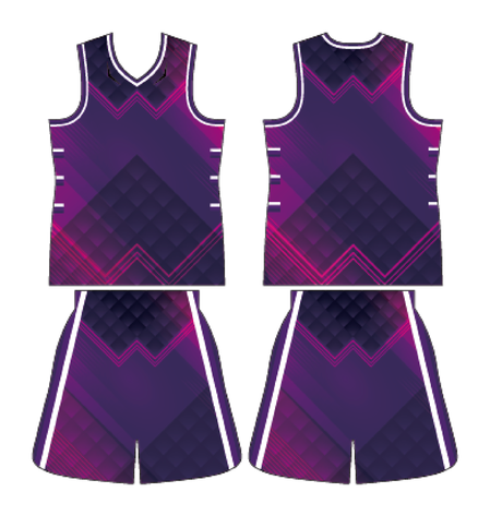 單面昇華V領籃球服 - 霓虹