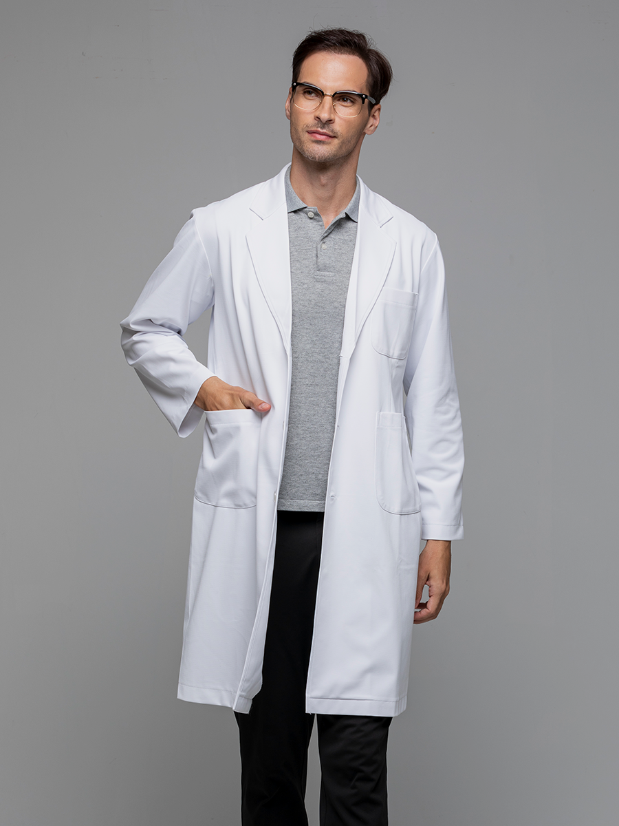 【 B305-W0 】男醫師長袍-B立挺布-純粹白