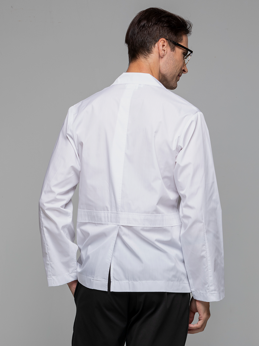 【 D303-W0 微色差出清】男醫師短袍-D輕薄布-純粹白