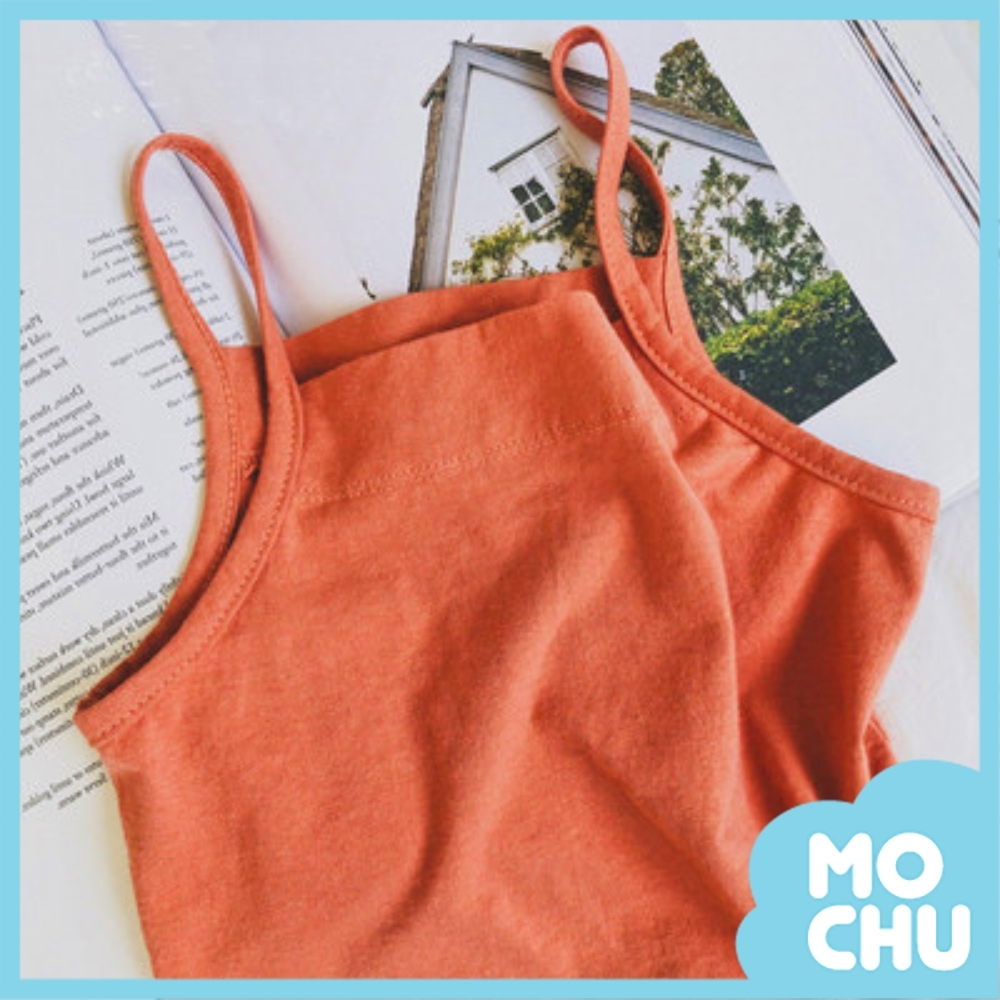 牛仔背帶褲+橙色吊帶套裝