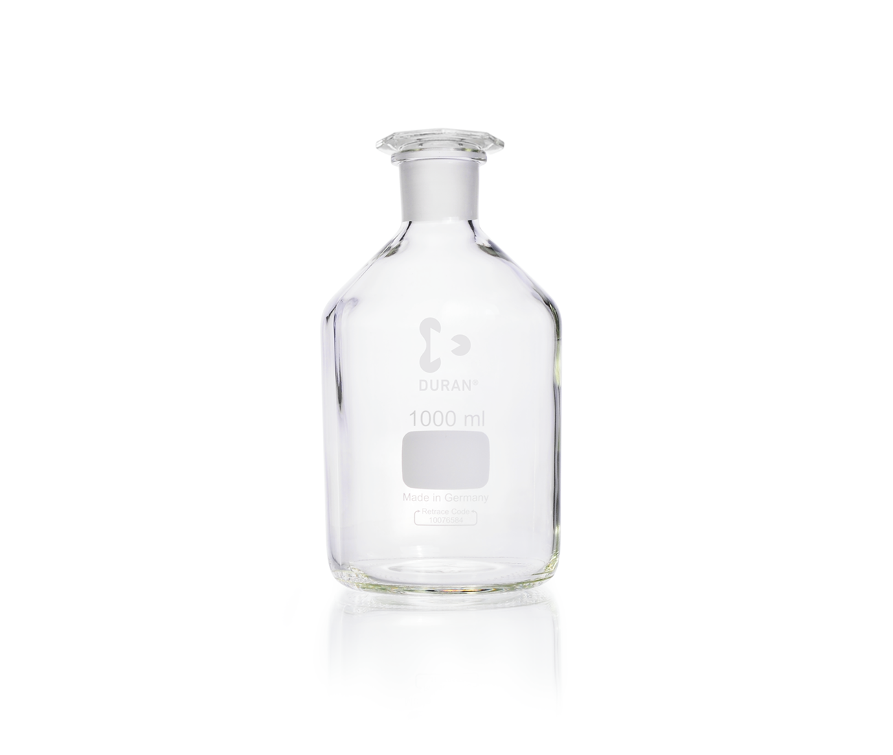 DURAN Reagent Bottle Narrow Neck , Neck with standard ground joint and glass flat-headed stopper