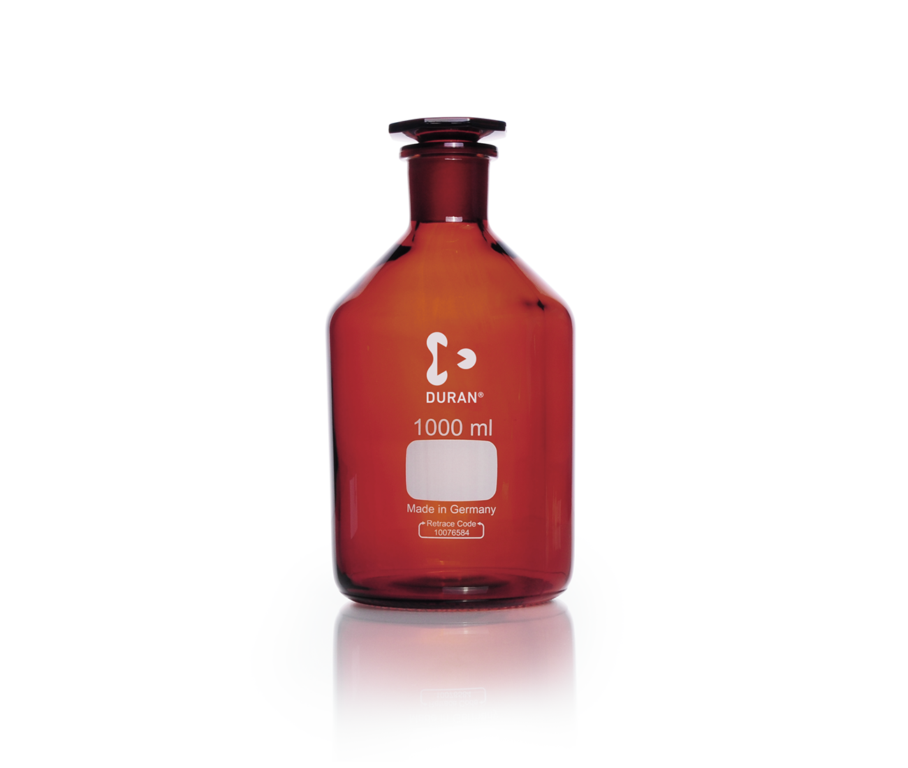 DURAN Reagent Bottle Narrow Neck , Neck with standard ground joint and glass flat-headed stopper