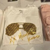 [S] MICHAEL KORS LOGO SUNGLASSES T-SHIRT,WHITE/GOLD, JF250F197J-WHITE/GOLD, FINAL SALE (SMK153)
