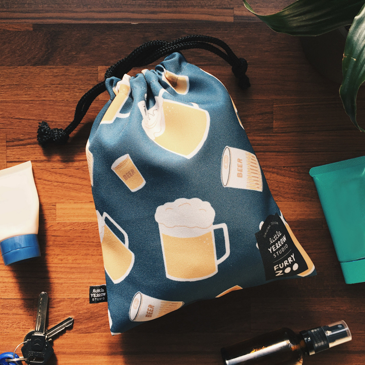 小黃間｜絕版｜防潑水大束口袋｜啤酒恐龍