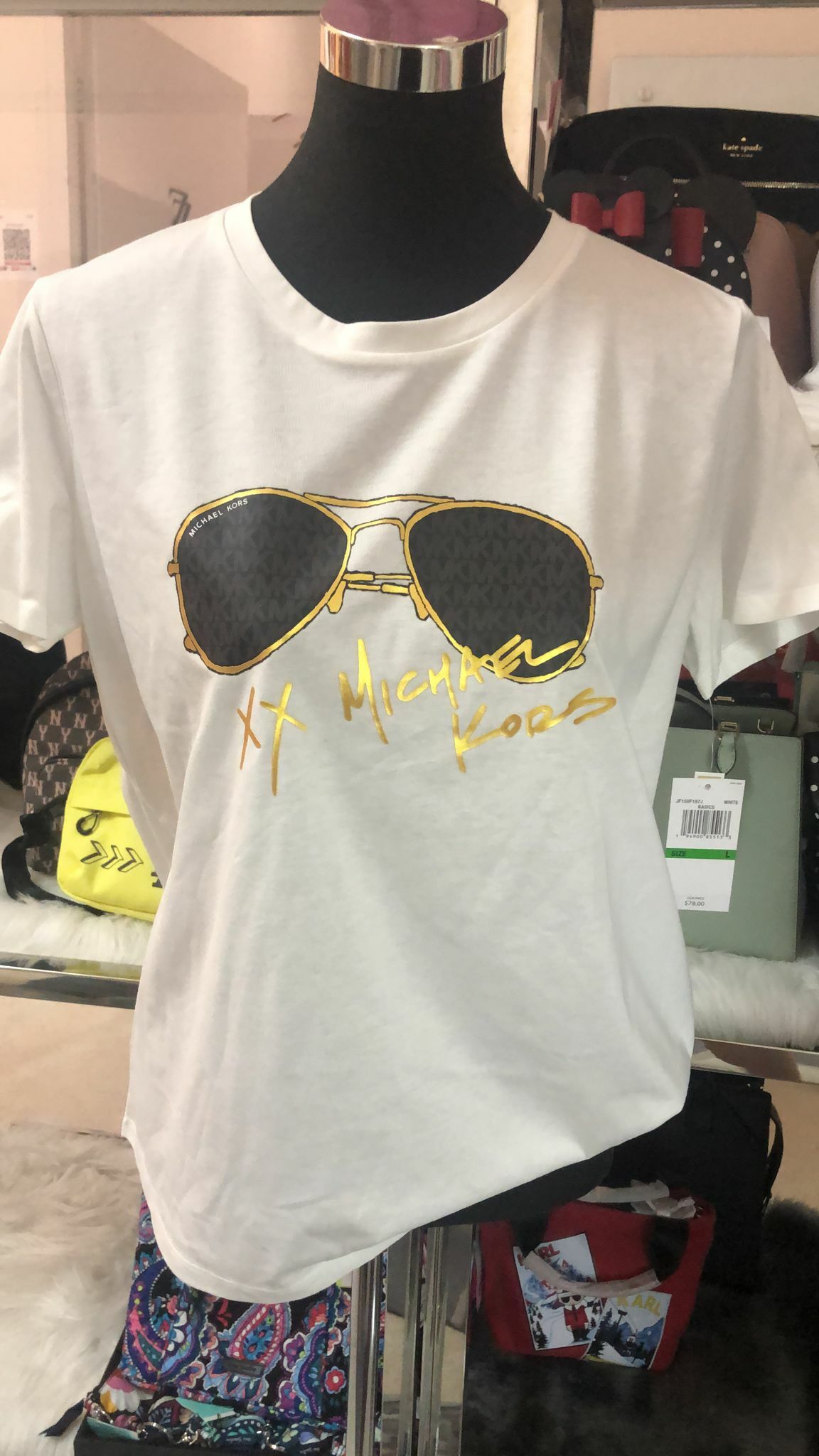 [S] MICHAEL KORS LOGO SUNGLASSES T-SHIRT, WHITE, JR150F197J-WHITE (SMK156)