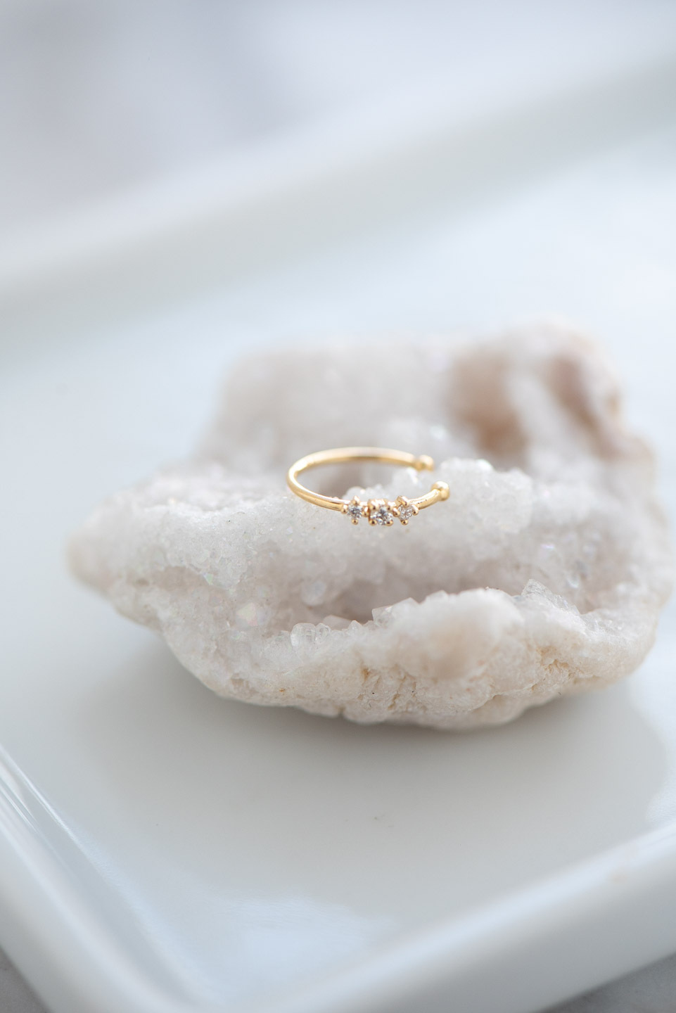 18K Tri Diamond Little Diamond Ear Cuff