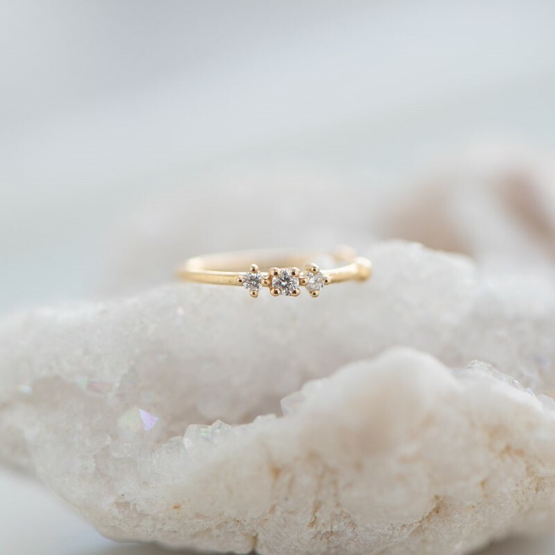 18K Tri Diamond Little Diamond Ear Cuff